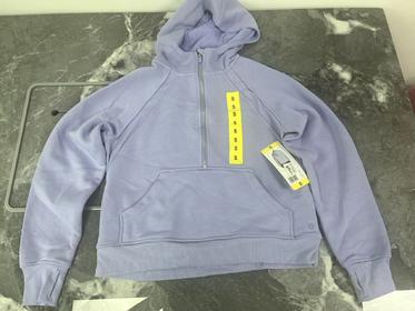 瑕疵DANSKIN 女士春秋棉混纺半拉链薄绒插肩袖休闲连帽套头卫衣