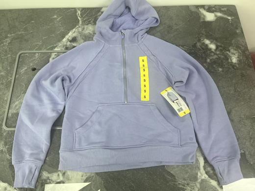 瑕疵DANSKIN 女士春秋棉混纺半拉链薄绒插肩袖休闲连帽套头卫衣 商品图0