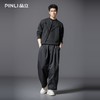 PINLI品立春季新款男士宽松立领亮片织带长袖T恤上衣体恤潮牌B253111106 商品缩略图1