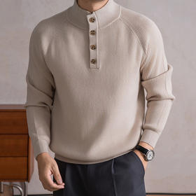 LP同款 SUSX亨利领经典复古四粒扣羊毛针织衫S0232992（下单3-7天发货）