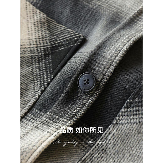 COCOBELLA英伦风格子毛呢外套秋冬中长款翻领呢子大衣WL3223 商品图4