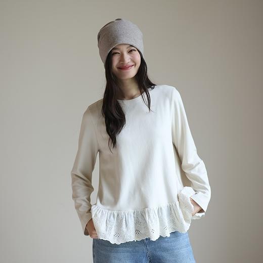 绽放729朵/小花衫·叠穿神器！ 蕾丝花边拼接长袖T恤棉百搭打底衫 商品图0