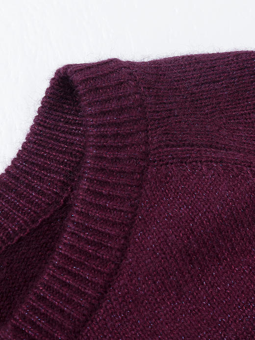 酒红色亨利领羊毛针织衫，复古纽扣设计 + 软糯质感 + 宽松版型，承包你冬日叠穿的温柔气质与保暖刚需 商品图2