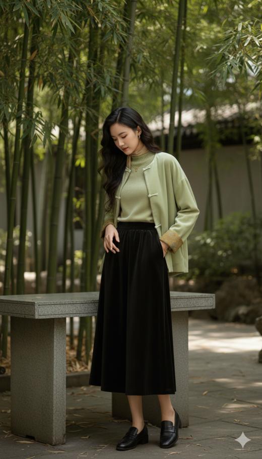 小落肩袖口门襟拼色轻国风外套 商品图1