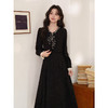 鹿向南「璀璨星河」法式黑色长袖连衣裙女秋冬新款优雅气质长裙子 商品缩略图0
