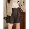 鹿向南「摩登型格」时髦复古风咖色皮裤女秋冬小个子休闲A字短裤 商品缩略图0