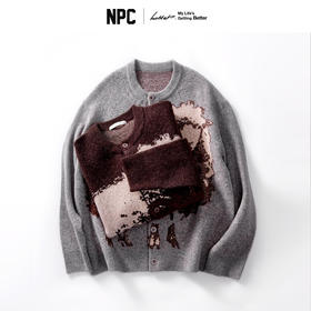 潮牌【至臻羊毛胶囊】系列芝麻点提花羊毛混纺毛衣开衫NP5ASW05