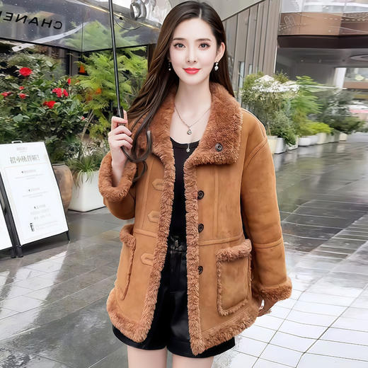 QYM 59122时尚宽松显瘦穿搭皮草外套加厚保暖皮毛一体 商品图1