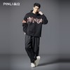 PINLI品立2025秋季新款男士连帽提花拼接落肩宽松套头卫衣上衣潮B253109099 商品缩略图1