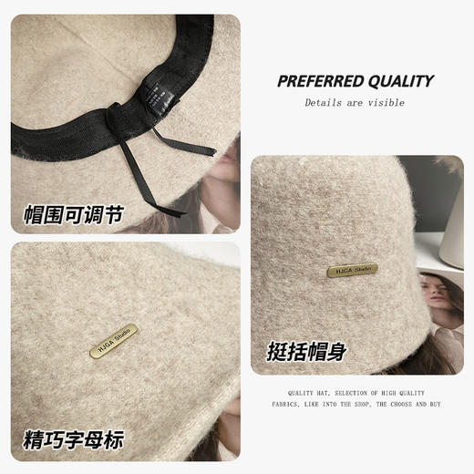 DUTRIEUX秋冬羊毛帽合集；精选高含量羊毛，温暖出行。可调节帽围绳，挺括帽身，金标字母秋冬氛围感穿搭必备； 商品图1