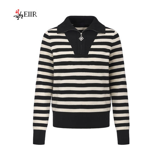 司歌条纹毛衣翻领套头衫秋冬女G92G3159 商品图4