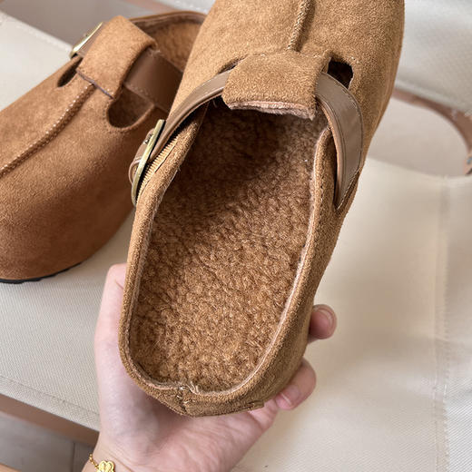 D111301女增高半托懒人拖鞋秋冬季加绒款勃肯鞋 商品图9