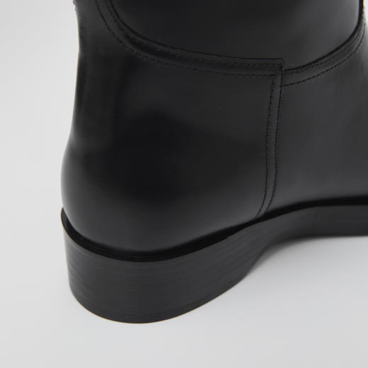 ROMI STUDIO“棕标甄选”头层牛皮拼羊皮哑光粗跟长筒靴RW24WP31033 商品图4