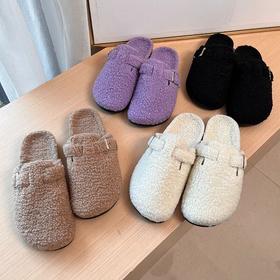 D111339女士冬季包头拖鞋冬季加绒加厚休闲鞋