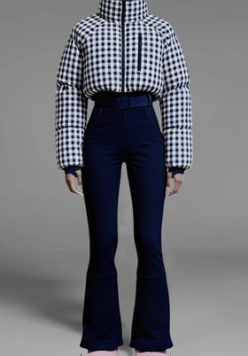 Cordova - Myoko Ski Suit - Ex Indigo Gingham - 女装 - 连体滑雪服 - 靛蓝格子
