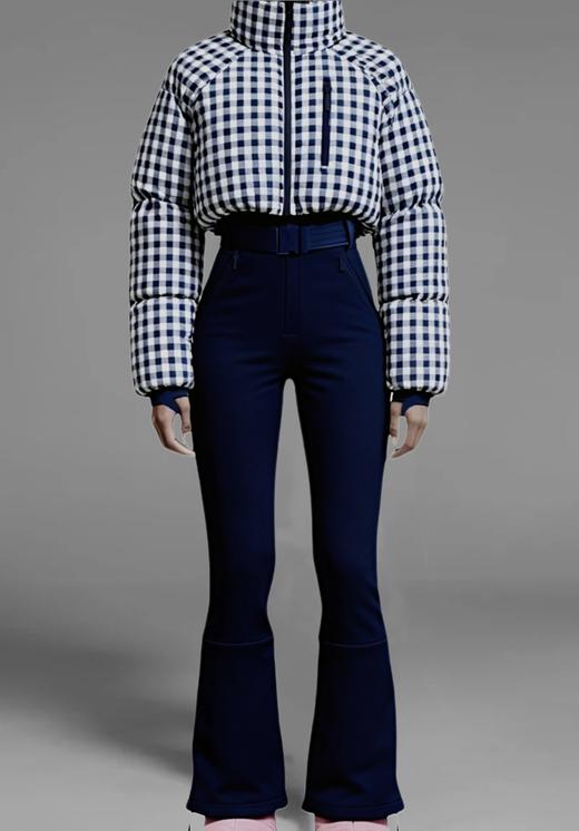 Cordova - Myoko Ski Suit - Ex Indigo Gingham - 女装 - 连体滑雪服 - 靛蓝格子 商品图0