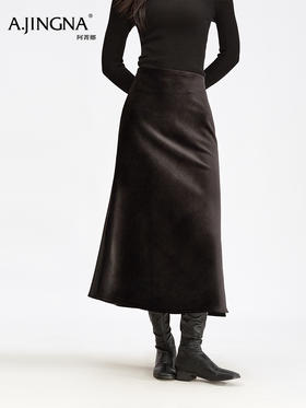 【丝绒鱼尾裙】阿菁娜冬季新款丝绒鱼尾半身裙贵气丝光感小礼服包臀雕版剪裁F30D213005