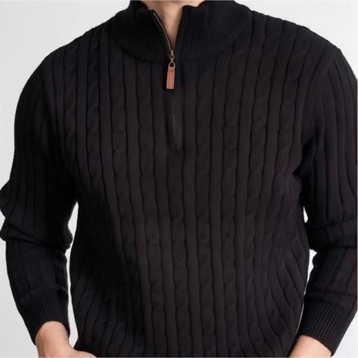 贝*汉姆同款 SUSX意式老钱经典绞花半拉链羊毛针织衫S0246835（下单3-7天发货） 商品图10