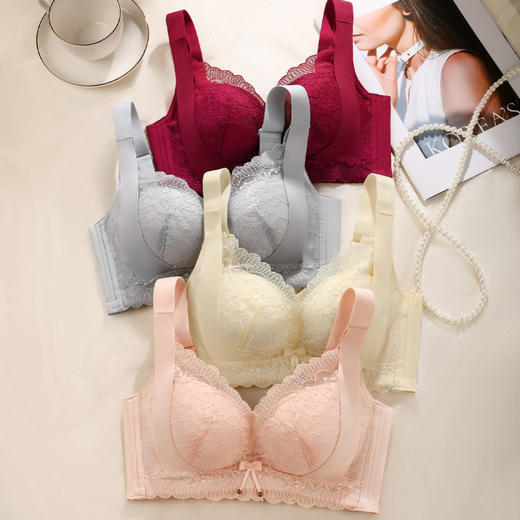 时秋晴雨 文胸(VIP)【小胸聚拢显大】时尚蕾丝侧收防外扩提拉防垂调整型女士文胸 商品图8
