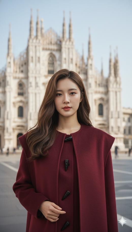 HN 围巾款插肩袖双面手工中长款大衣 商品图1