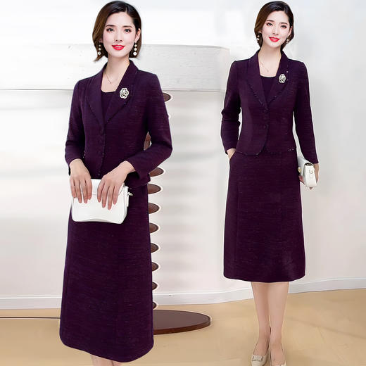 QYM 25AS16法式假两件连衣裙气质小西装婚宴连衣裙 商品图3