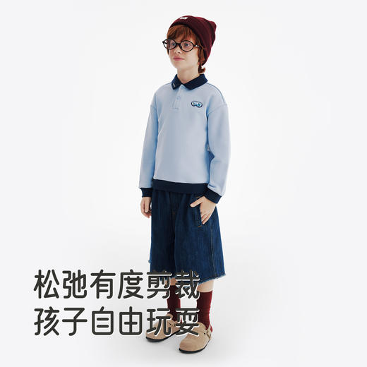 英氏男童卫衣2025秋装新款长袖polo翻领童装套头休闲上衣中大童 商品图3