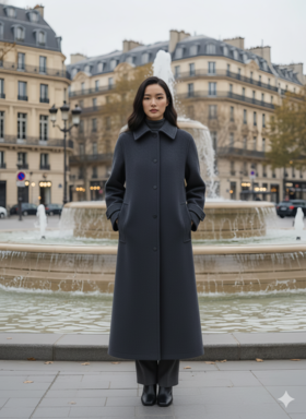 精致工艺长款大衣
