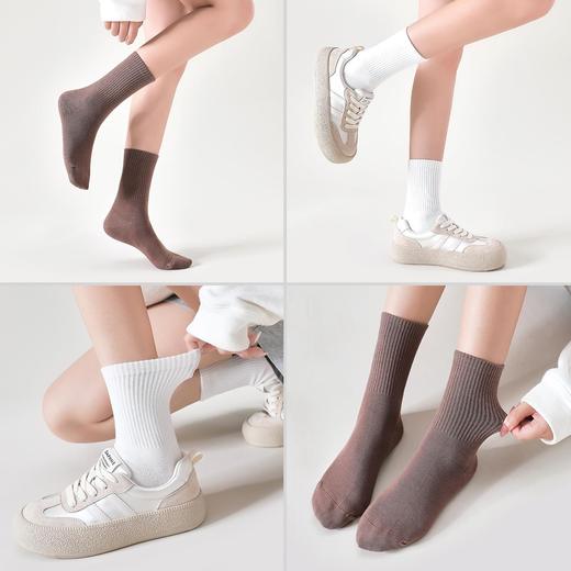 【7A抗菌袜子女纯棉秋冬中筒袜】女士防臭吸汗堆堆袜纯色月子袜全棉 商品图3