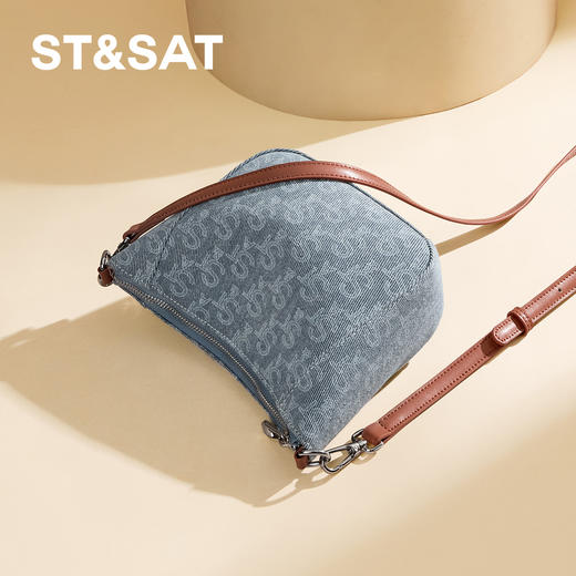 星期六丹宁老钱风牛仔印花斜挎包SSD521A0B0 商品图8