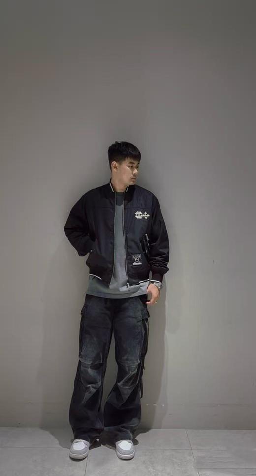 D111370秋冬季新品男士仙鹤嵌条大M棒球服通勤夹克外套棉服 商品图13