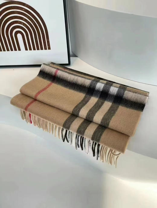 bur 经典格纹围巾。蓝色 驼色 32*190 商品图5