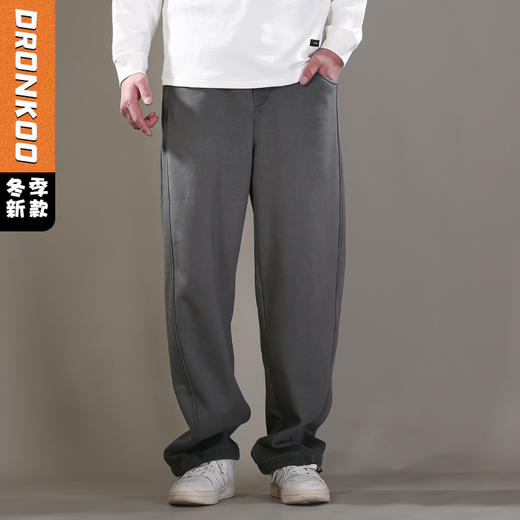 DRONKOO 2025 抽绳右侧金属标两侧破骨复合厚绒厚长卫裤 商品图0