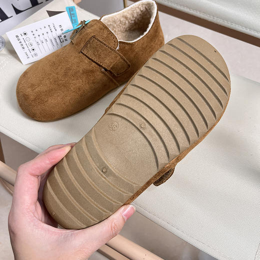 D111305冬季女士加绒加厚懒人一脚蹬休闲勃肯鞋棉鞋 商品图14