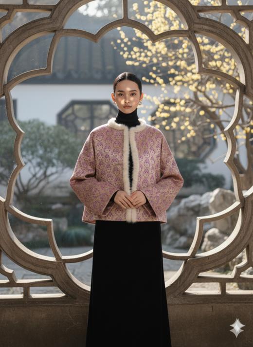 袖口撞色加羊驼绒棉衣 商品图0