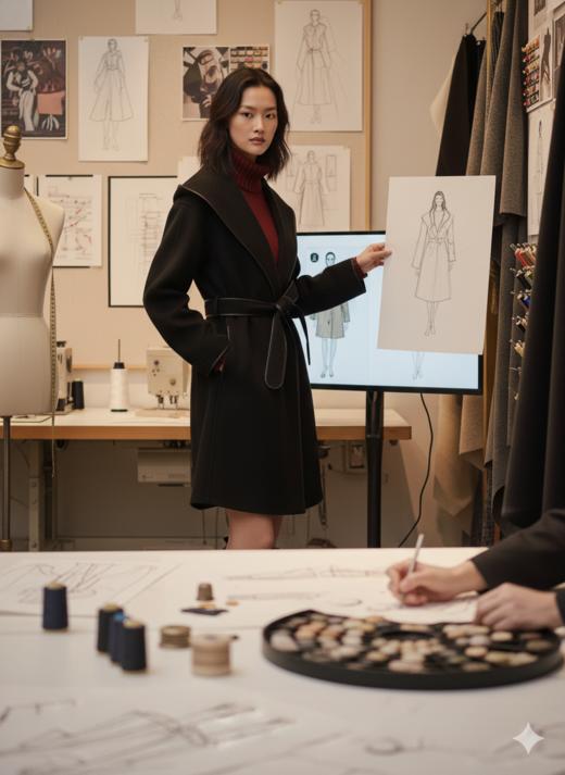 极简双面手工中长大衣 商品图2