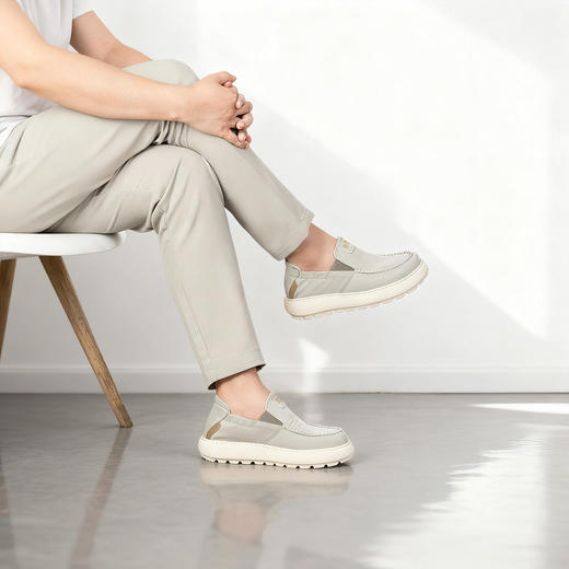 舒乐高鞋子男鞋隐形内增高6cm休闲鞋男款一脚蹬帆布鞋透气懒人鞋 商品图5