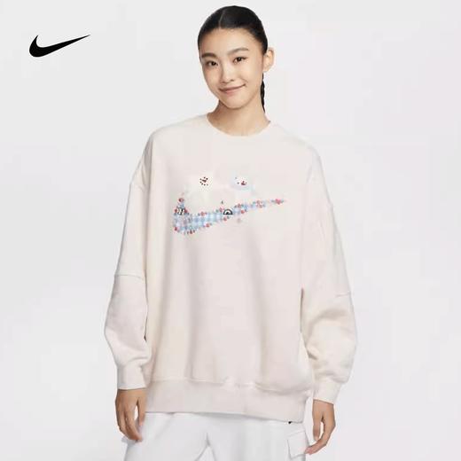 NIKE耐克女子卫衣宽松休闲图案印花圆领套头衫IO0487-141 商品图0