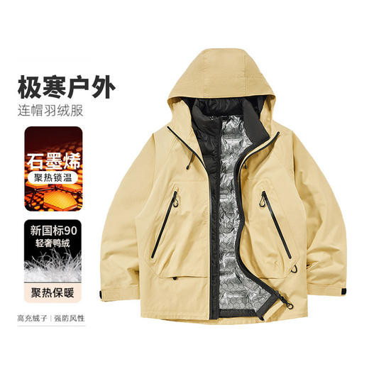 LUCKY DEER幸运鹿情侣款时尚城市运动防风防泼水硬壳羽绒三合一外套 商品图2