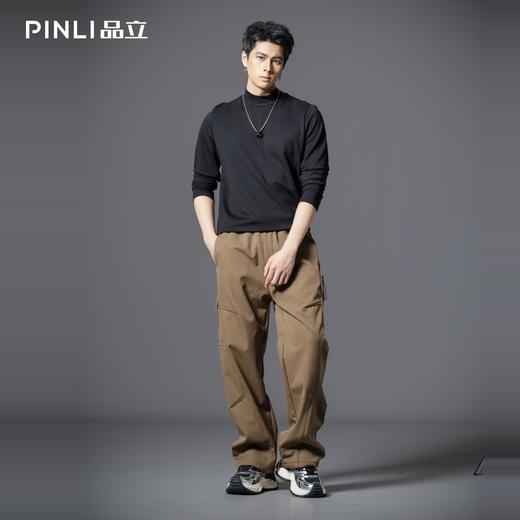PINLI品立2025冬季新款男士加绒加厚纯色百搭宽松直筒休闲长裤潮GD253117179 商品图1