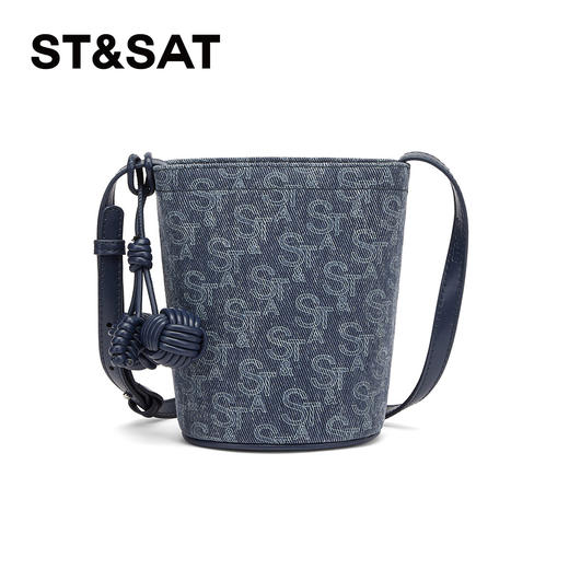 星期六复古牛仔百搭斜挎水桶包SSD521A0BQ 商品图3