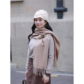 WJ182复古纯色保暖围巾女冬天韩版纯羊毛小披肩逛街围脖24年新RJ011
