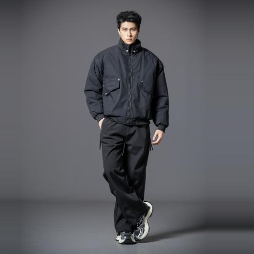 PINLI品立2025冬季新款潮牌立领飞行棉衣男士工装风宽松棉服外套GD253105188 商品图4