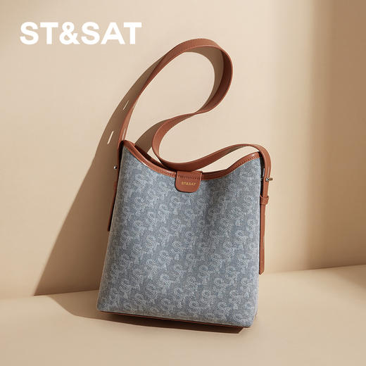 星期六丹宁老花时髦大容量通勤托特包SSD521A0BH 商品图1