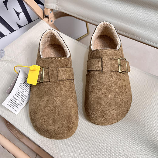 D111305冬季女士加绒加厚懒人一脚蹬休闲勃肯鞋棉鞋 商品图3
