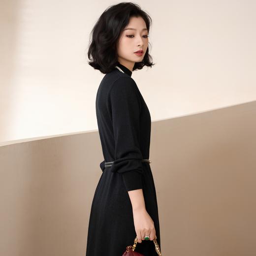 西子/戏梦芭蕾精纺羊毛半高领压褶百搭显瘦连衣裙/CQBH2070 商品图3