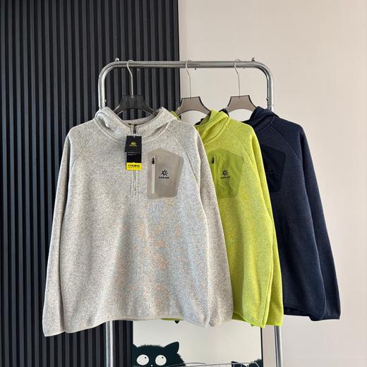 D111324男款亲肤舒适抓绒连帽半拉链卫衣外套 商品图0