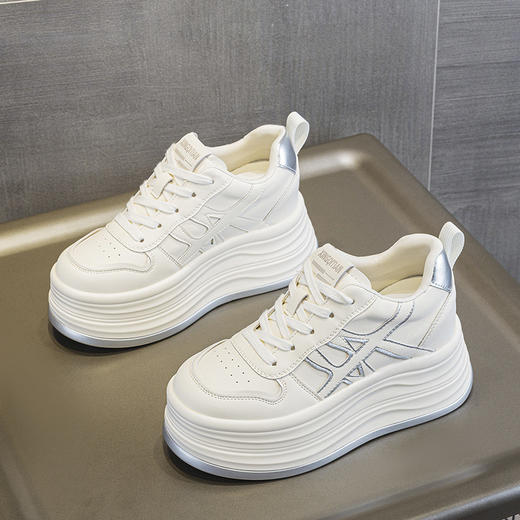 9公分小白鞋韩版内增高，松糕板鞋轻便厚底休闲女鞋AM-528 商品图3
