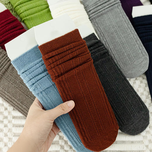 【2双装】女士双针立体抗起球羊毛堆堆袜冬季中长筒袜子【6双6折 2522807】 商品图4