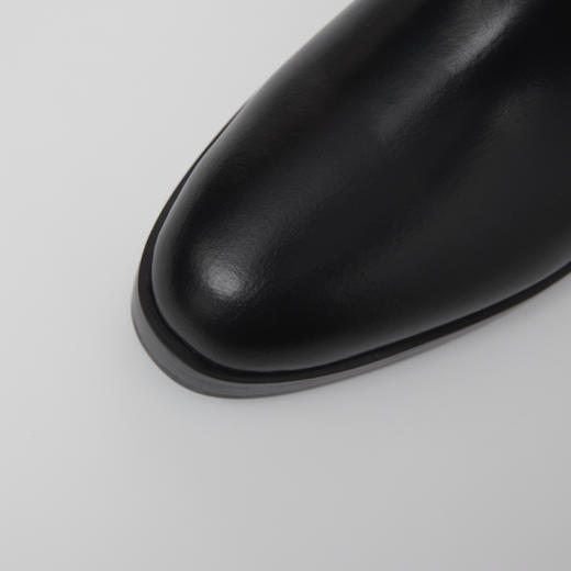 ROMI STUDIO“棕标甄选”头层牛皮拼羊皮哑光粗跟长筒靴RW24WP31033 商品图2