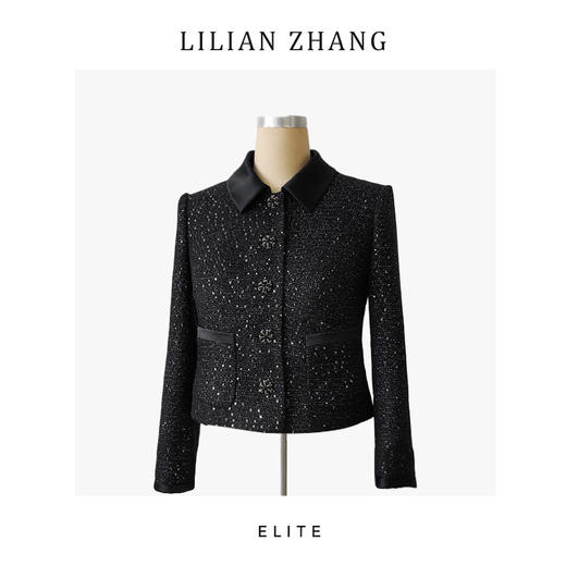 定制—静奢风—星夜香颂—复古奢雅—星夜鎏金小香风短款上衣 2505010 商品图0